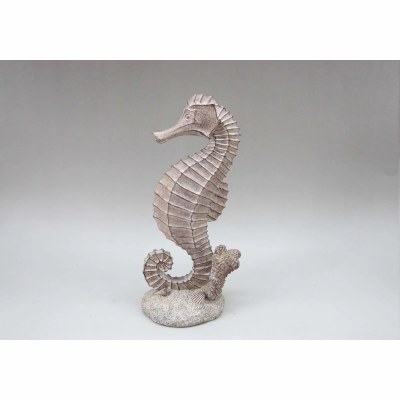 9" Taupe Polyresin Seahorse Statue