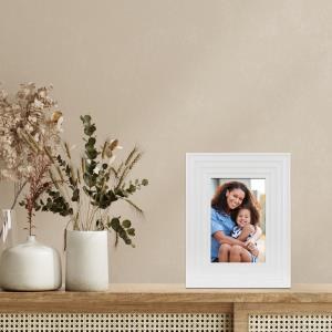 4"x  6" White Ribbed Wood Picture Frame
