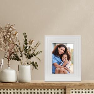 5' x 7" White Ribbed Wood Picture Frame
