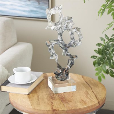 18" Clear Freeform Glass Sculpture