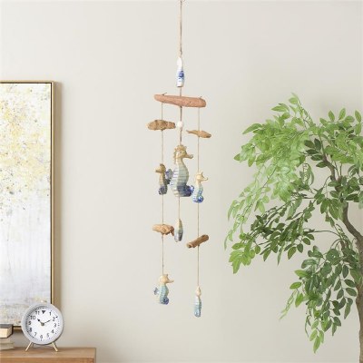 41" Blue and White Seahorse Coastal Drop