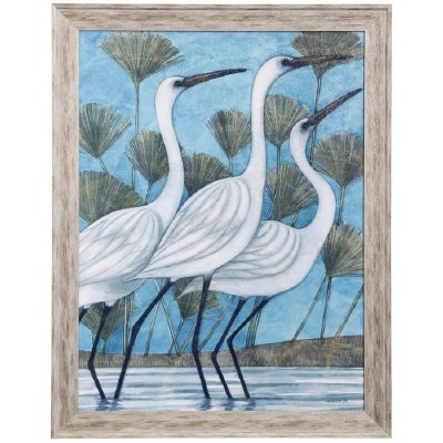 46" x 36" Egret 1 Gel Textured Coastal Framed Print