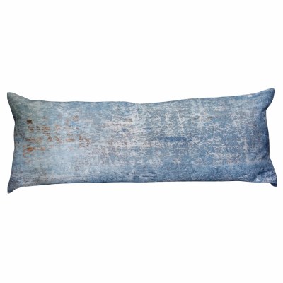 14" x 36" Distressed Blue Down Filled Decorative Pillow