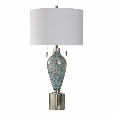 33" Multicolor and Silver Glass Double Pull Table Lamp