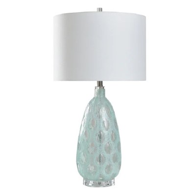31" Light Blue and Clear Glass Table Lamp
