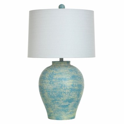 31" Blue and Green Textured Base Polyresin Table Lamp