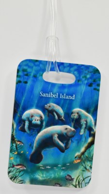 4" Sanibel Island Manatees Luggage Tag