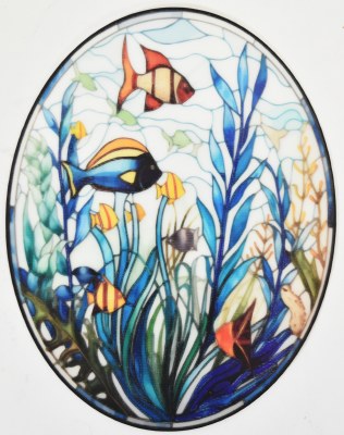 5" Oval Multicolor Fish Party Window Cling