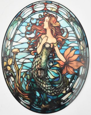 5" Oval Teal Mermaid Window Cling