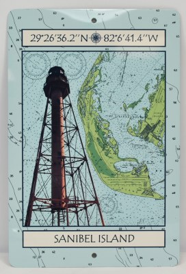 12" x 8" Sanibel Island Lighthouse Map Plaque