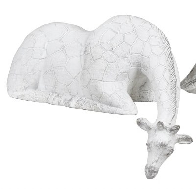 10" Distressed White Giraffe With It's Head Down