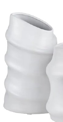 13" White Ribbed Cylindrical Ceramic Vase