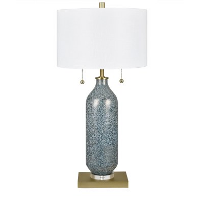 33" Two Toned Blue GlassTable Lamp