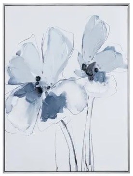 32" x 24" Blue Medium Flower Up Botanical Framed Canvas