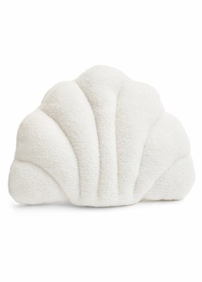 13" x 17" White Scallop Shell Shape Decorative Pillow