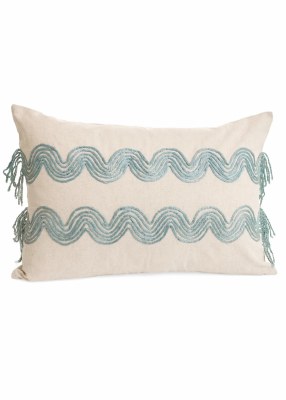 16" x 24" Two Blue Squiggles on Cream Decorative Pillow