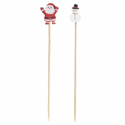 Pack of 100 4.5" Santa and Snowman Picks