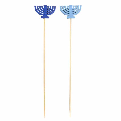 Pack of 100 4.5" Blue Menorah Picks