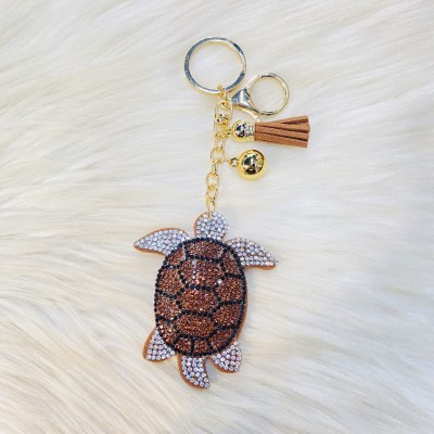 Brown Sea Turtle Bling Keychain
