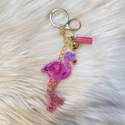 Flamingo Wearing Sunglasses Bling Keychain