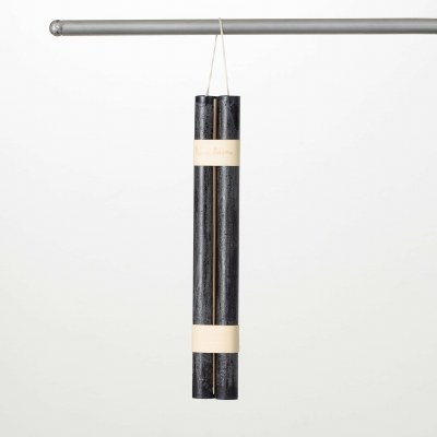 Pair of 12" Black Wax Taper Candles