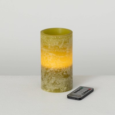 3" x 6" LED Moss Green Wax Pillar Candle