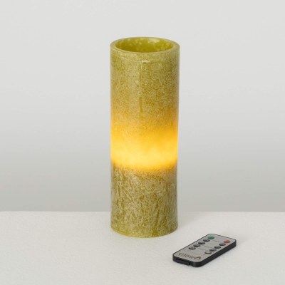 3" x 9" LED Moss Green Wax Pillar Candle