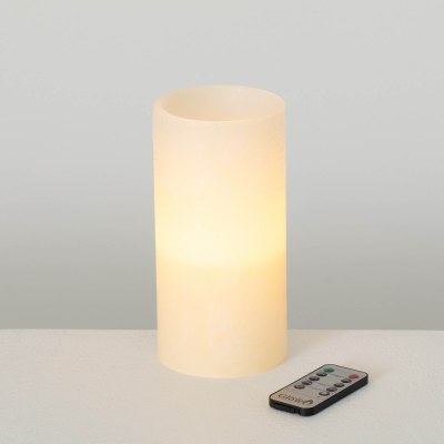 4" x 8" LED Melon White Wax Pillar Candle