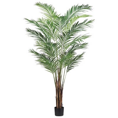 7' Faux Green Areca Palm Tree in a Black Pot