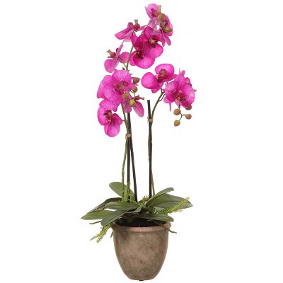 27" Faux Pink Phalaenopsis Orchid in a Terracotta Pot