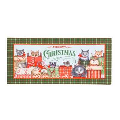 10" x 22" "Meowy Christmas" Sassafras Doormat Insert