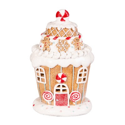 8" LED Round Gingerbread House