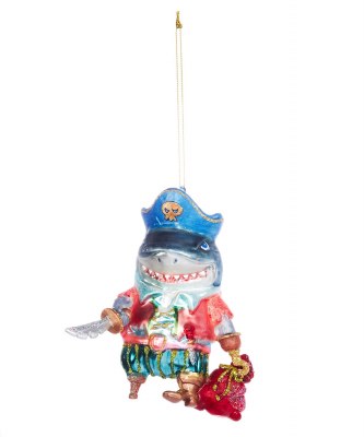 5" Pirate Shark Glass Ornament