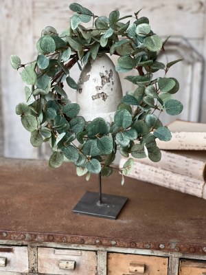 6.5" Opening Faux Garden Eucalyptus Candle Ring
