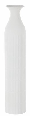 29" White Ribbed Metal Vase