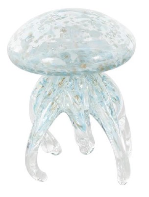 6" Blue, White, and Gold Glass Jellyfish Figurine