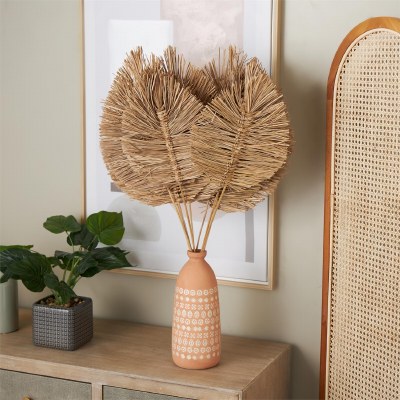 32" Dark Brown Dried Natural Fiber Leaf