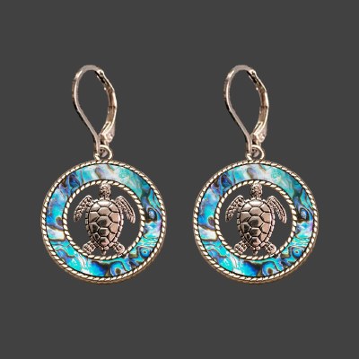 Abalone Shell and Sea Turtle Earrings