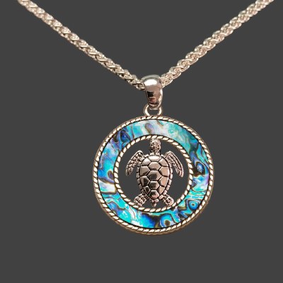 Abalone Shell and Sea Turtle Necklace