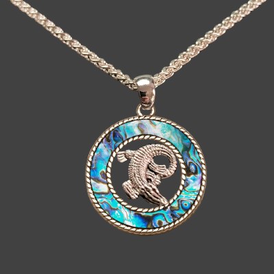 Abalone Shell and Alligator Necklace