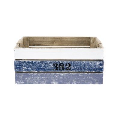 14" Blue and White Coastal Crate Wrapped in Jute Rope