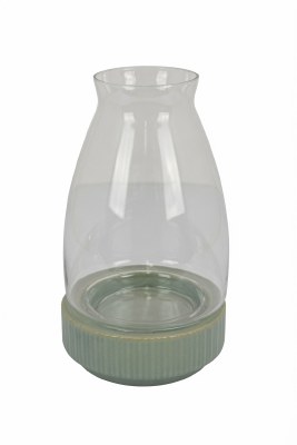 16" Slim Clear Hurrican With Green Base