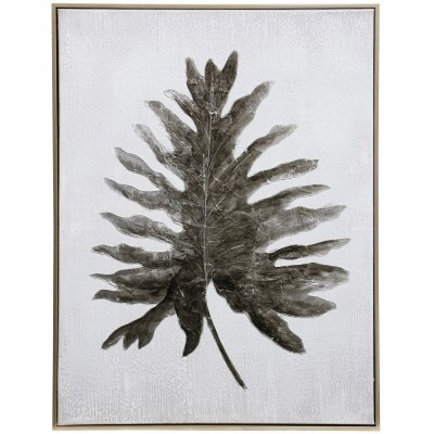 36" x 24" Tropical Leaf 1 Framed Coastal Canvas