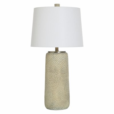32" Beige and Gold Textured Table Lamp