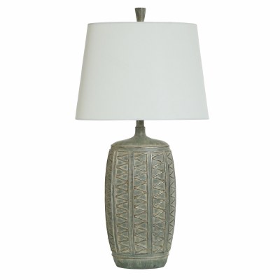 33" Distressed Green Zig Zag Pattern Table Lamp