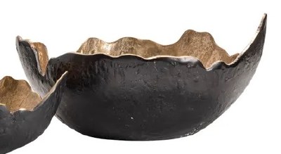 16" Round Bronze and Gold Metal Jagged Edge Bowl