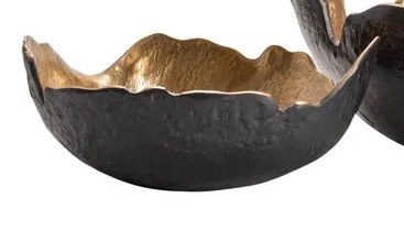 Small Round Bronze and Gold Metal Jagged Edge Bowl