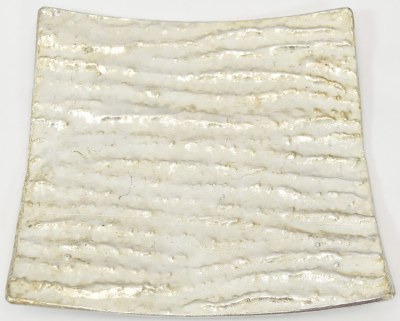 10" Sq Silver Textured Metal Tray