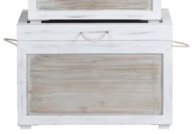 29" Distressed Beige and White Coastal Storage Trunk