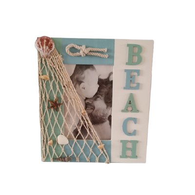 4" x 6" 3D "Beach" Seashells and Netting Coastal Photo Frame